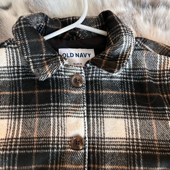 🆕 OLD NAVY Soft-Brushed Plaid Shacket coat jacket Toddler baby unisex sz 18-24m - Picture 4 of 8
